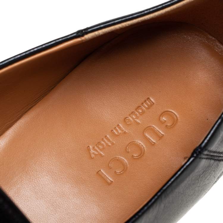 Pre Owned Gucci Black Leather Slip On Horsebit Loafers Size 44.5