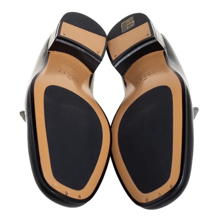 Pre Owned Gucci Black Leather Slip On Horsebit Loafers Size 44.5