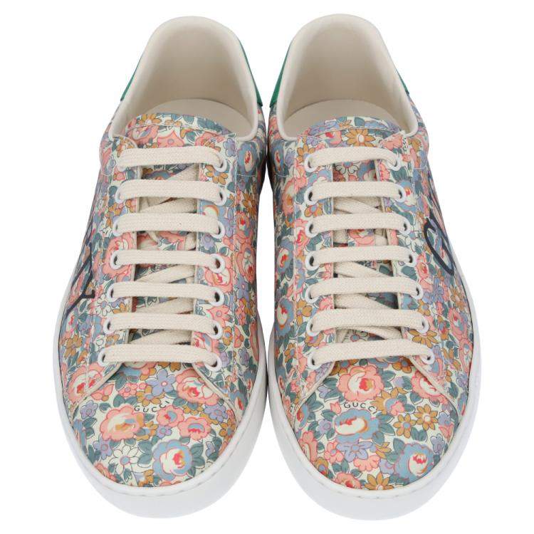 Pre Owned Gucci Multicolor Ace Gucci Floral Sneakers Size EU 39