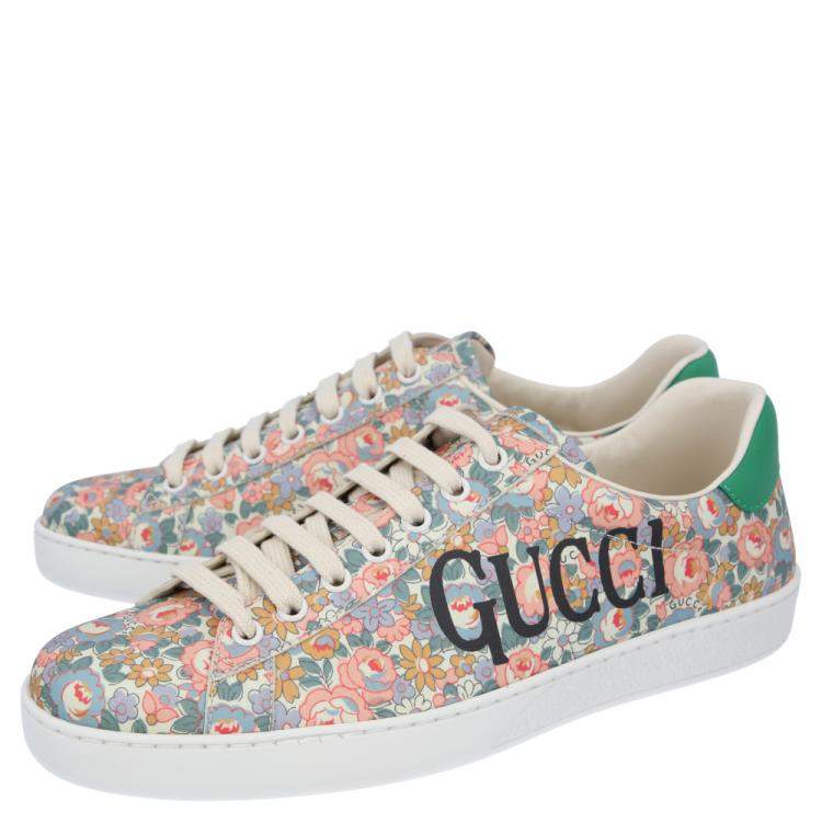 Pre Owned Gucci Multicolor Ace Gucci Floral Sneakers Size EU 39