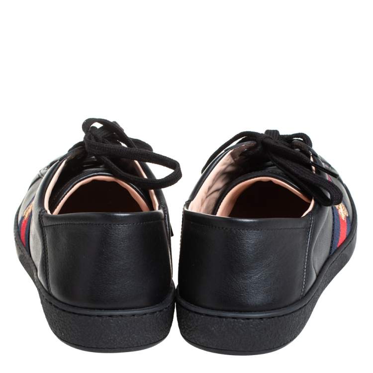 Pre Owned Gucci Black Leather Ace Sneakers Size 44.5