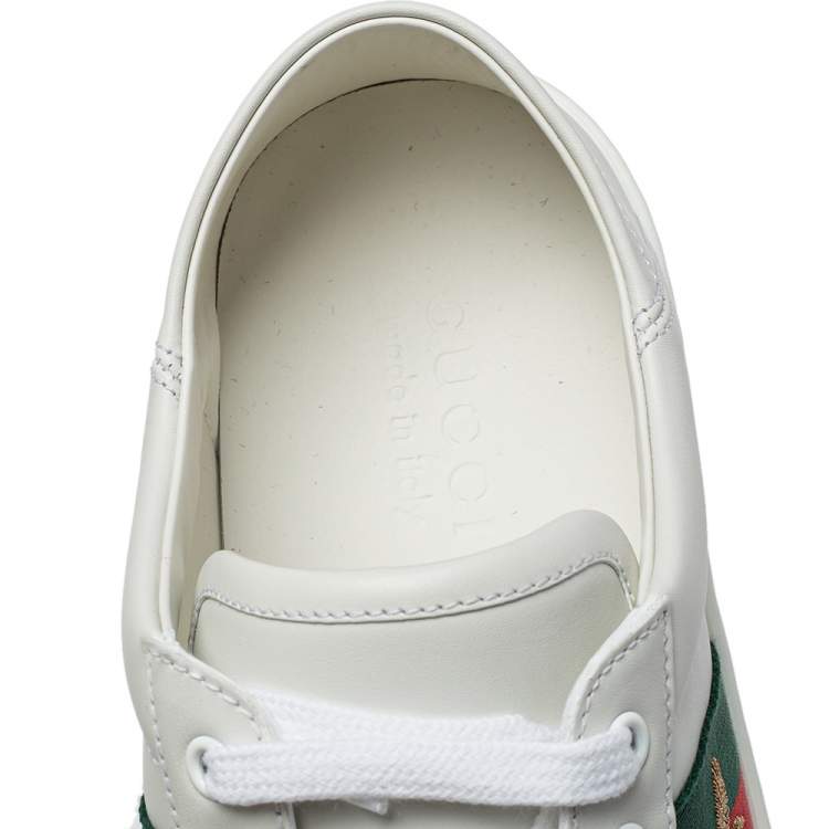 Pre Owned Gucci White Leather Ace Web Low Top Sneakers Size 40