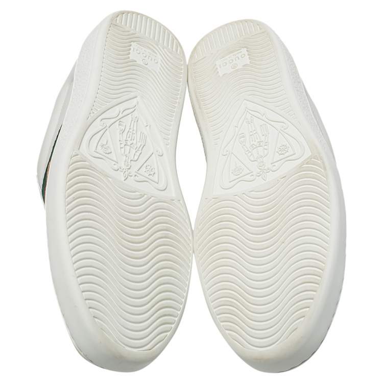 Pre Owned Gucci White Leather Ace Web Low Top Sneakers Size 40