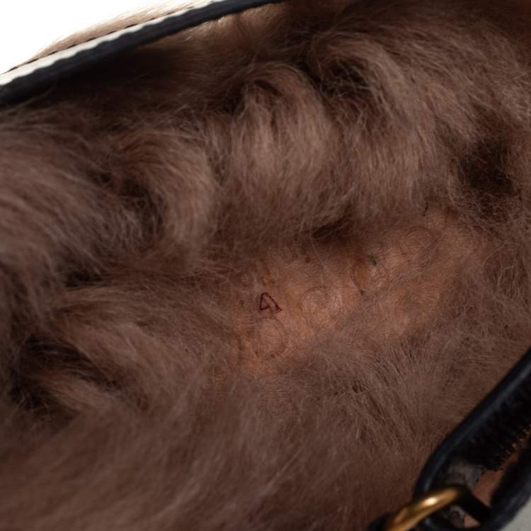 Pre Owned Gucci Black Leather And Fur River Sling Horsebit Sandals Size 40.5