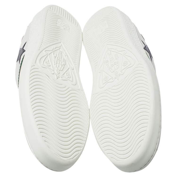 Pre Owned Gucci White Leather And Canvas Star Ace Sneakers Size 40