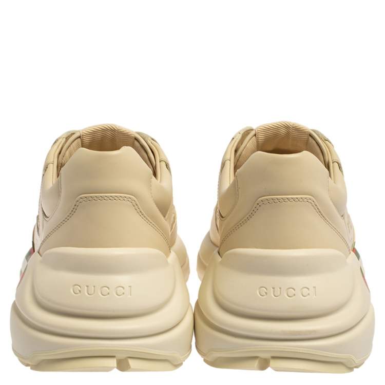 Pre Owned Gucci Ivory Leather Rhyton Vintage Logo Low Top Sneakers Size 40