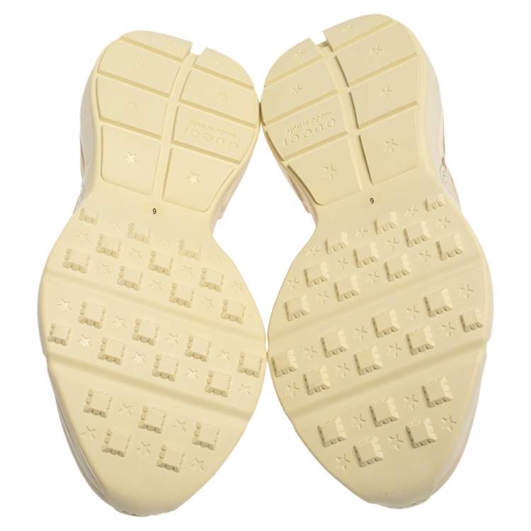 Pre Owned Gucci Ivory Leather Rhyton Vintage Logo Low Top Sneakers Size 40