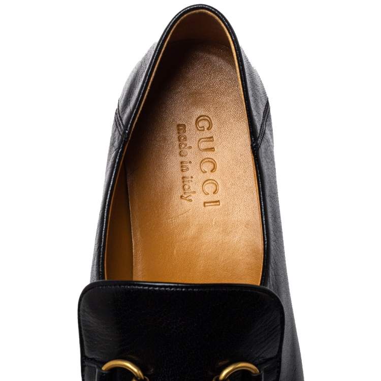 Pre Owned Gucci Black Leather Horsebit Quentin Slip On Loafers Size 40.5