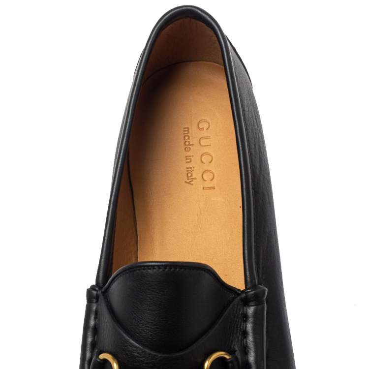 Pre Owned Gucci Black Leather Jordaan Loafers Size 46.5