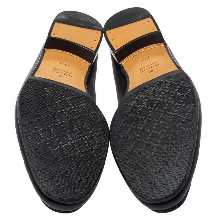 Pre Owned Gucci Black Leather Jordaan Loafers Size 46.5