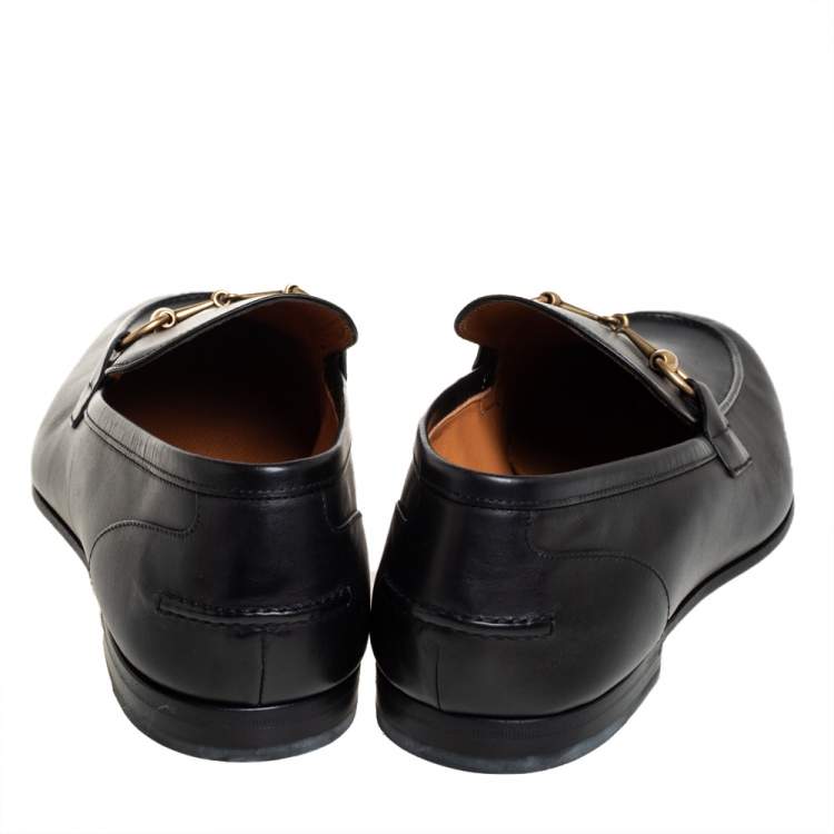 Pre Owned Gucci Black Leather Jordaan Loafers Size 46