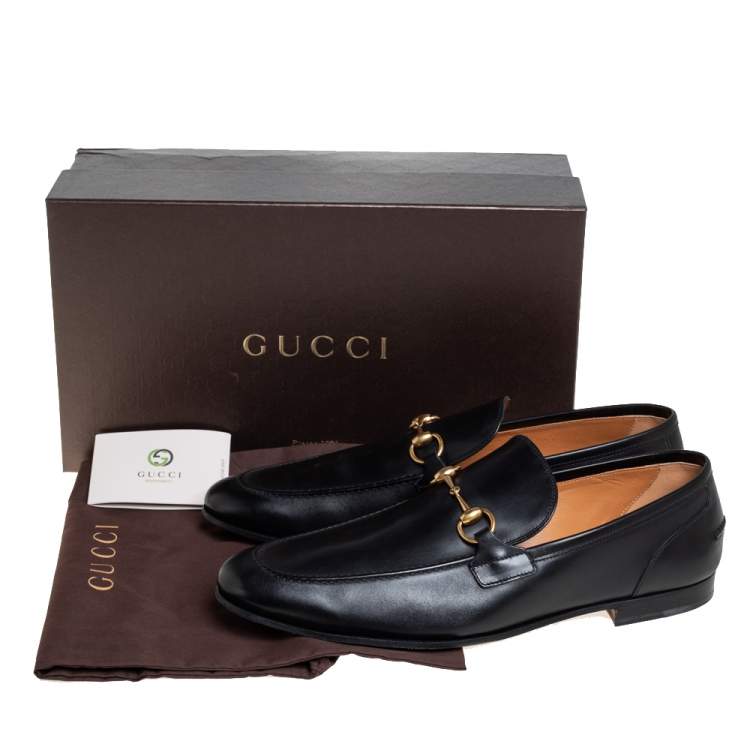 Pre Owned Gucci Black Leather Jordaan Loafers Size 46