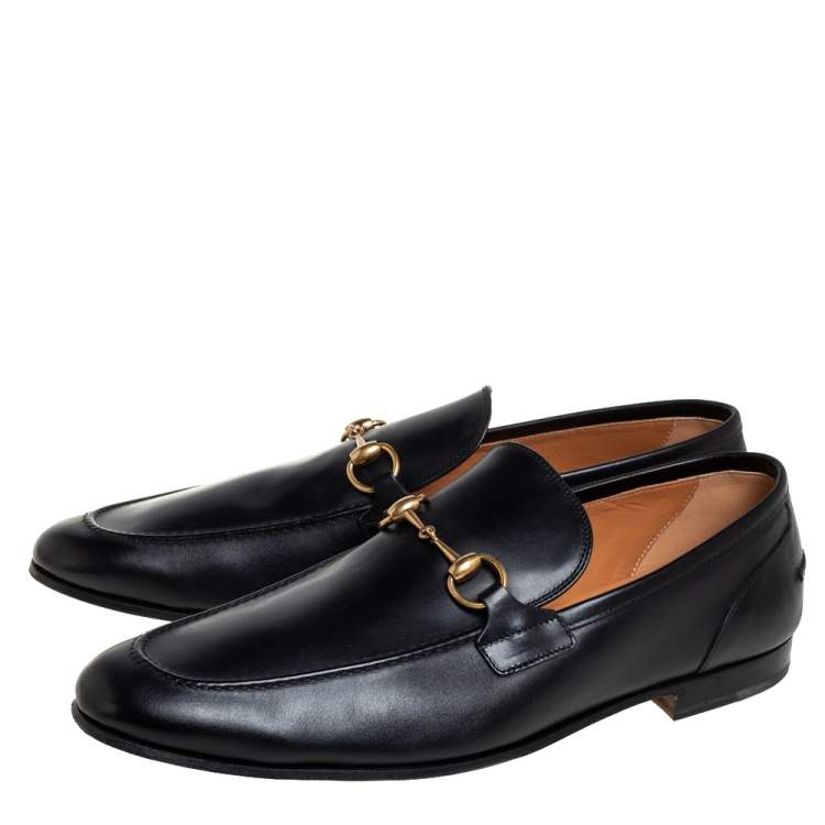 Pre Owned Gucci Black Leather Jordaan Loafers Size 46