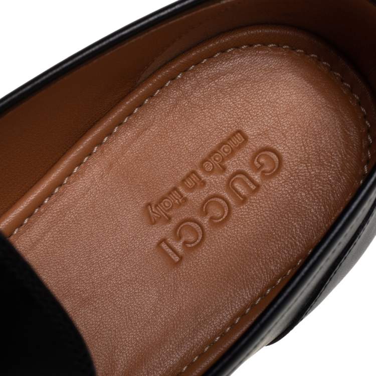 Pre Owned Gucci Black Leather Jordaan Loafers Size 46
