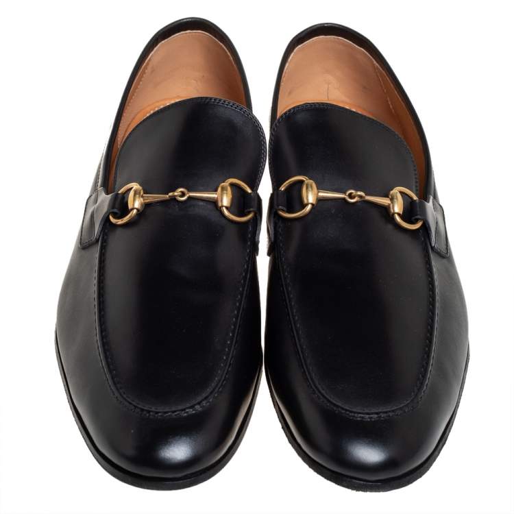 Pre Owned Gucci Black Leather Jordaan Loafers Size 46
