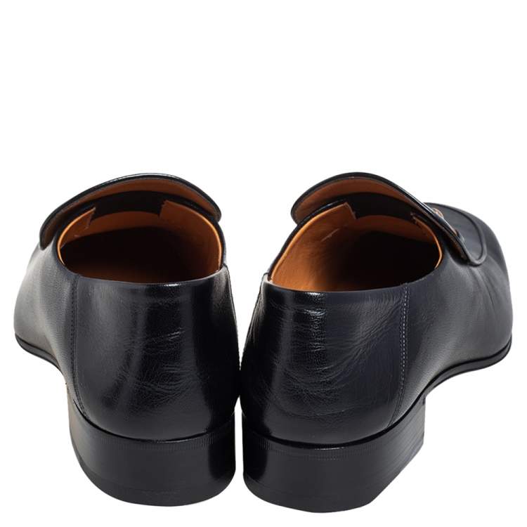 Pre Owned Gucci Black Leather Horsebit Loafers Size 44.5