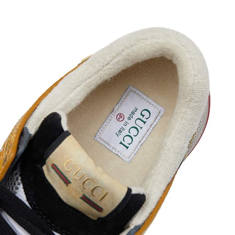 Pre Owned Gucci Multicolor Lizard Embossed Leather And Mesh Ultrapace Lace Up Sneakers Size 42.5