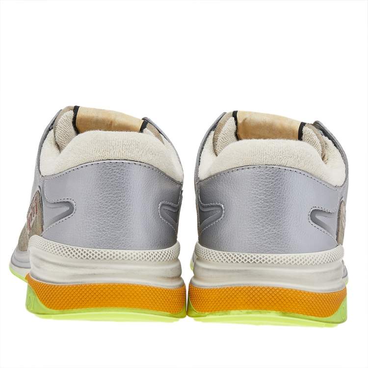 Pre Owned Gucci Multicolor Leather And Mesh Ultrapace Lace Up Sneakers Size 44