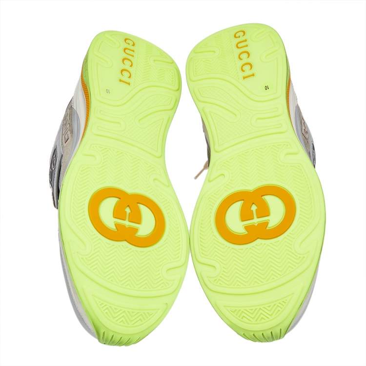 Pre Owned Gucci Multicolor Leather And Mesh Ultrapace Lace Up Sneakers Size 44