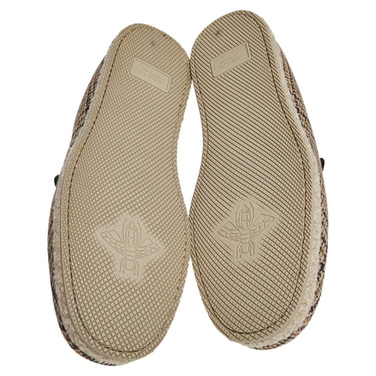 Pre Owned Gucci Beige Plaid Print Wool Fria Horsebit Loafers Size 44