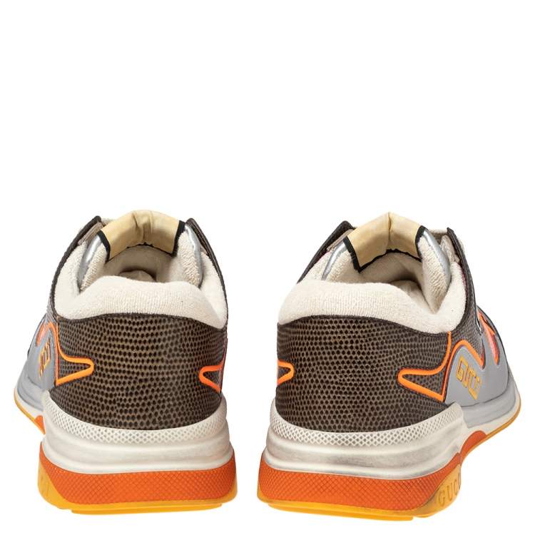 Pre Owned Gucci Multicolor Mesh, Leather and Suede Ultrapace Low Top Sneakers Size 43