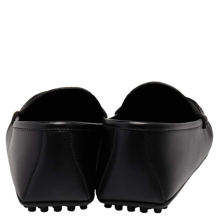 Pre Owned Gucci Black Guccissima Leather Penny Loafers Size 40