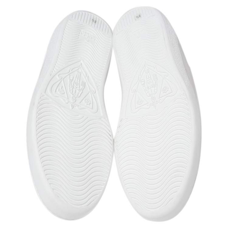 Pre Owned Gucci White Leather Perforated GG Low Top Sneakers Size 42.5