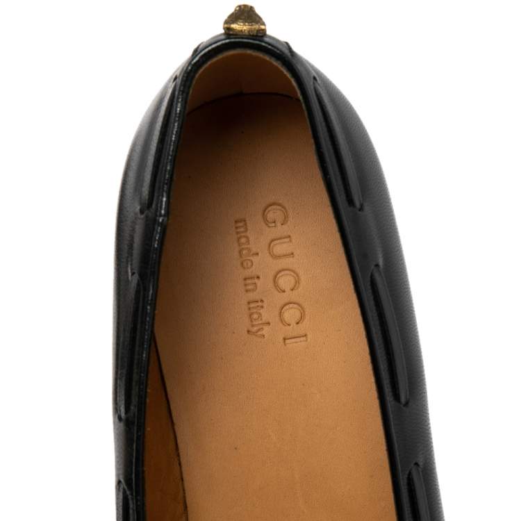 Pre Owned Gucci Black Leather Tassel Slip On Loafers Size 45