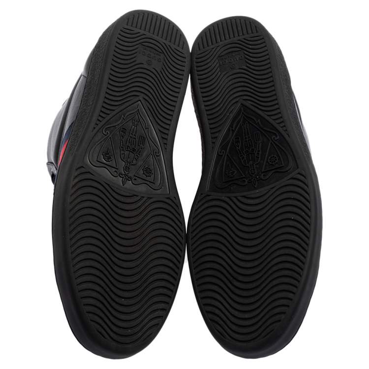 Pre Owned Gucci Black Leather Embroidered Bee Ace High Top Sneakers Size 42