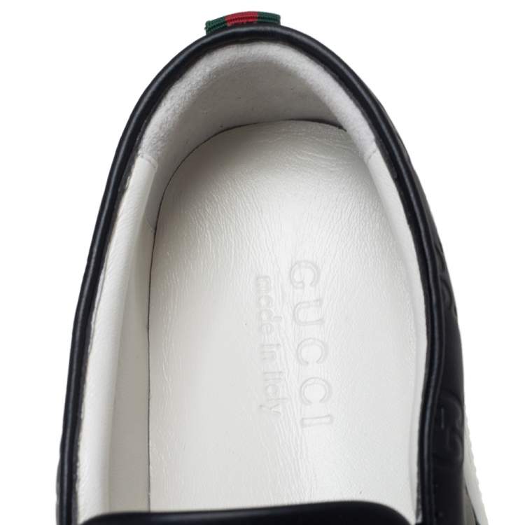Pre Owned Gucci Black Guccissima Leather Slip On Sneakers Size 42