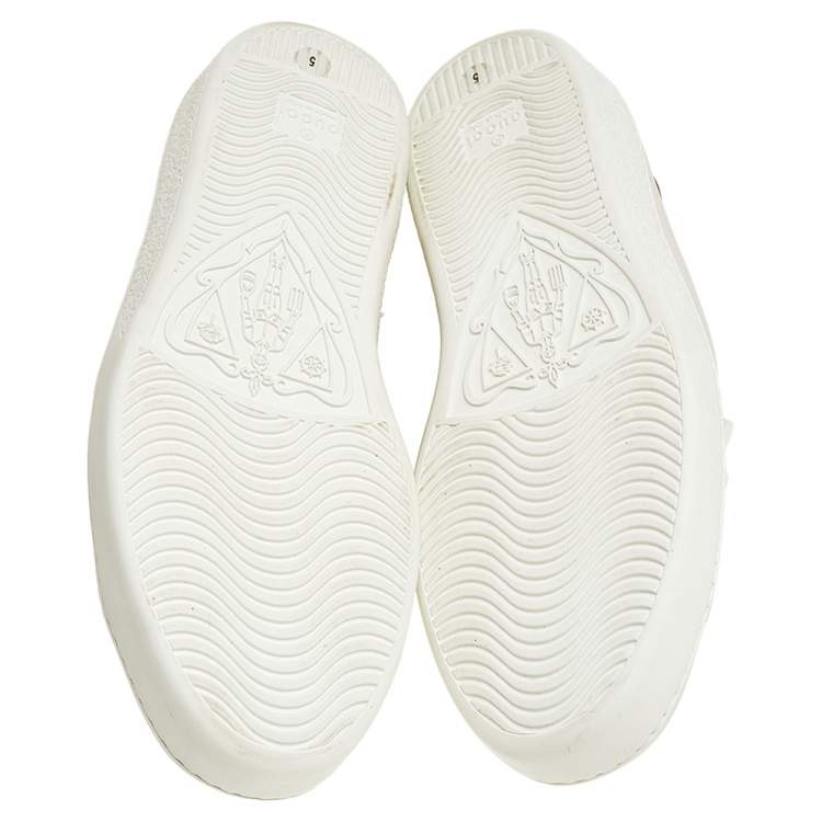Pre Owned Gucci White Leather Ace Embroidered Low Top Sneakers Size 39