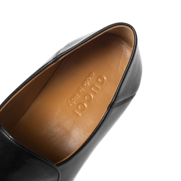 Pre Owned Gucci Black Leather Brixton Collapsible Loafers Size 43