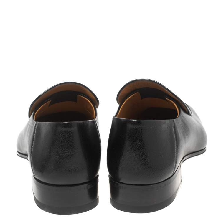 Pre Owned Gucci Black Leather Brixton Collapsible Loafers Size 43