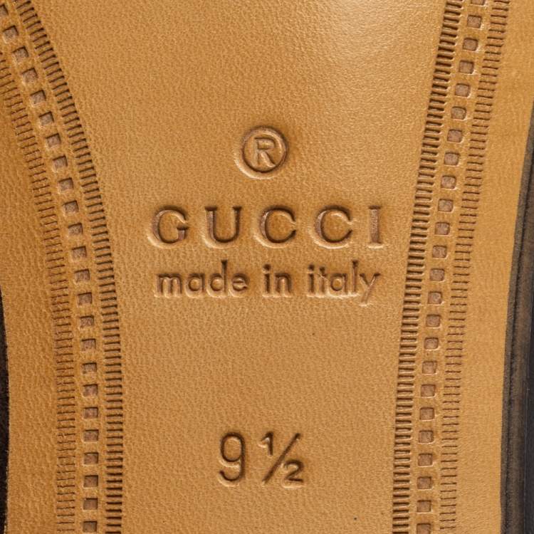 Pre Owned Gucci Black Leather Horsebit Jordaan Loafers Size 43.5 