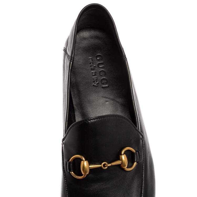 Pre Owned Gucci Black Leather Horsebit Jordaan Loafers Size 43.5 