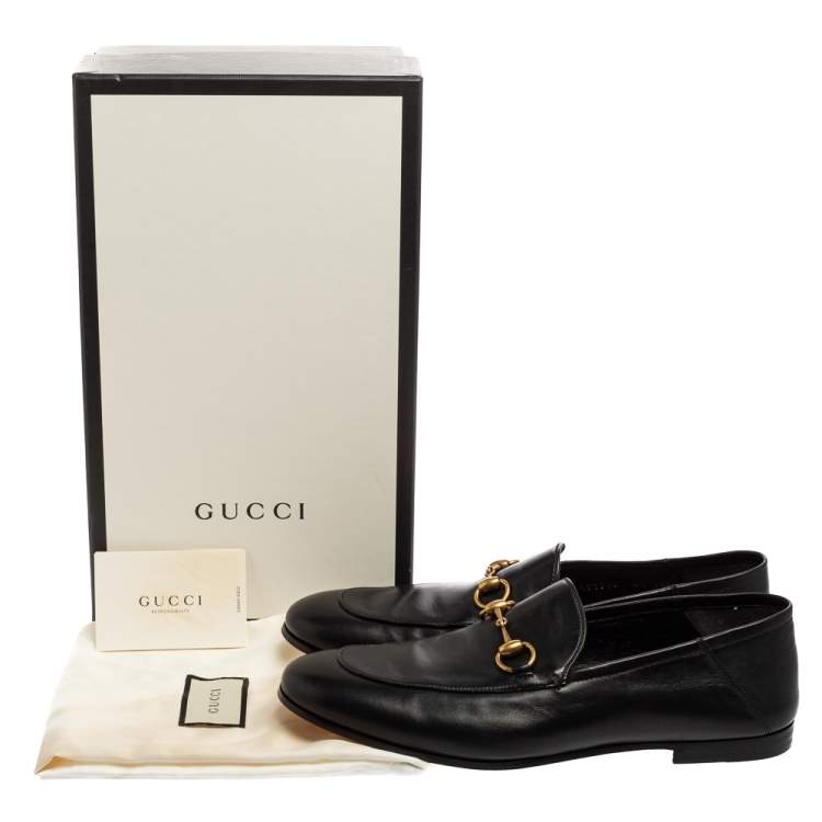 Pre Owned Gucci Black Leather Horsebit Jordaan Loafers Size 43.5 