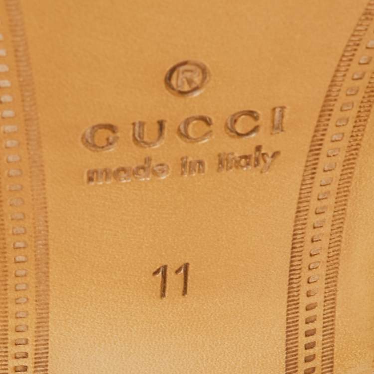 Pre Owned Gucci Navy Blue Leather Horsebit Web Loafers Size 45