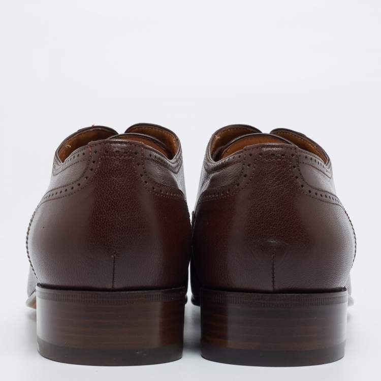 Pre Owned Gucci Brown Leather Perforated Derby Size 45