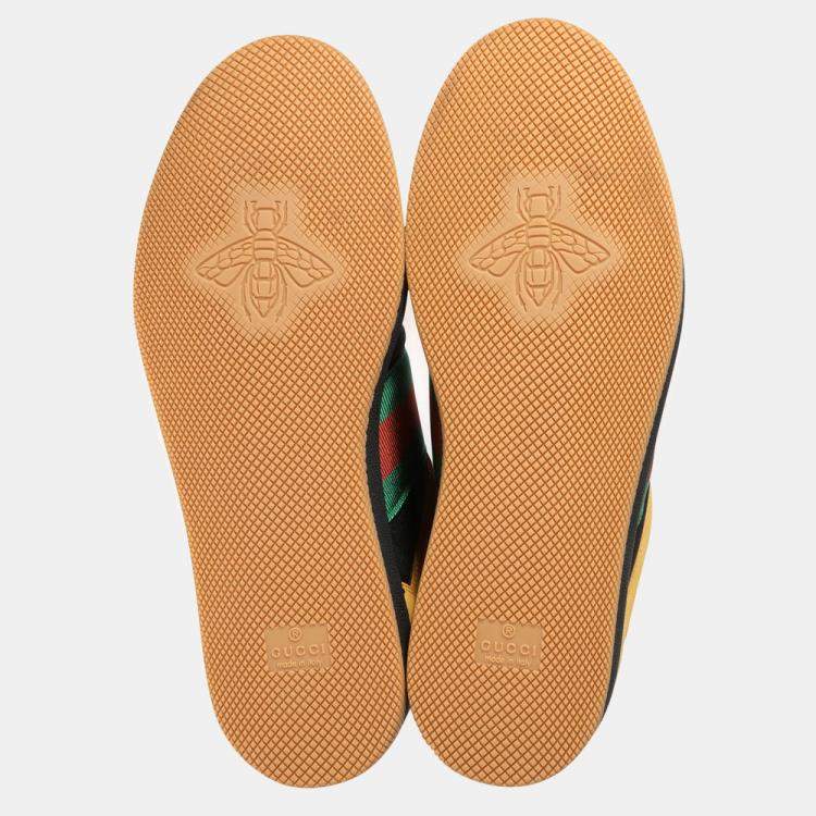 Pre Owned Gucci Yellow Web-Stripe Screener Sneaker EU 41