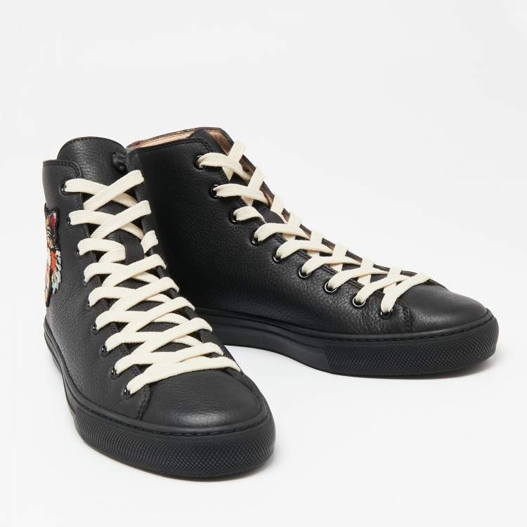 مملوكة مسبقًا Gucci Black Leather High-Top Sneakers Size 40