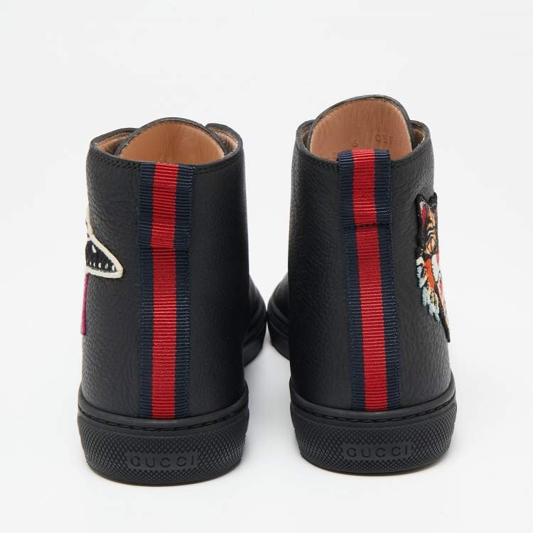مملوكة مسبقًا Gucci Black Leather High-Top Sneakers Size 40