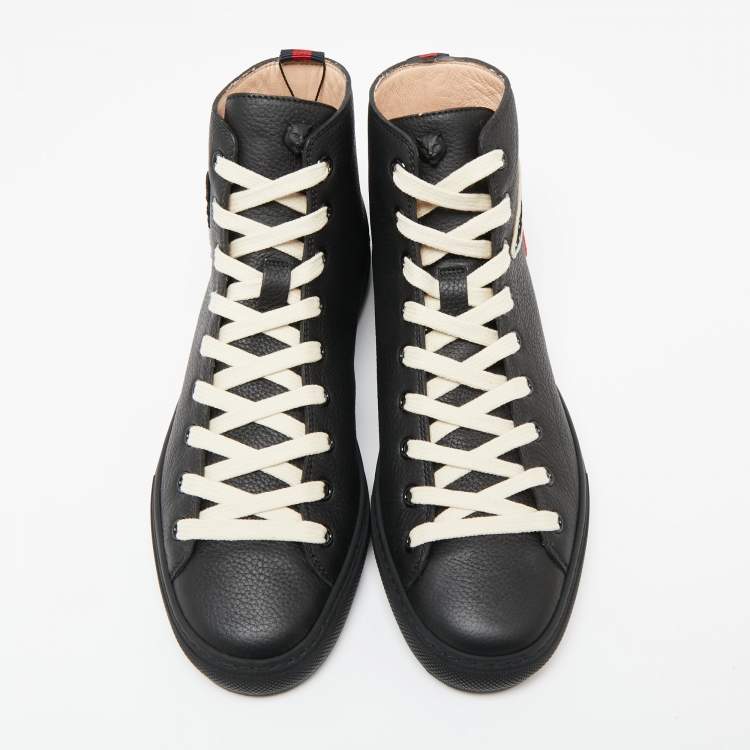 مملوكة مسبقًا Gucci Black Leather High-Top Sneakers Size 40
