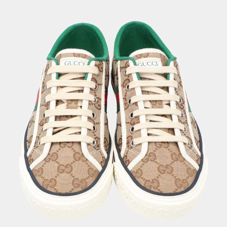 مملوكة مسبقًا Gucci Beige/ Ebony Tennis 1977 Sneakers Size UK 6