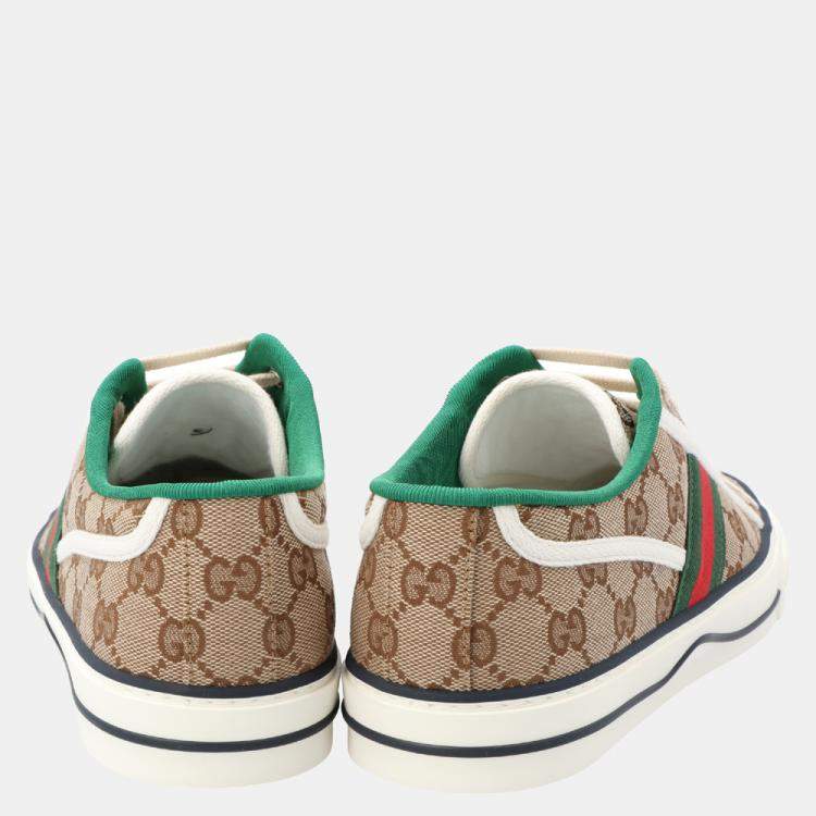 Pre Owned Gucci Beige/ Ebony Tennis 1977 Sneakers Size UK 9