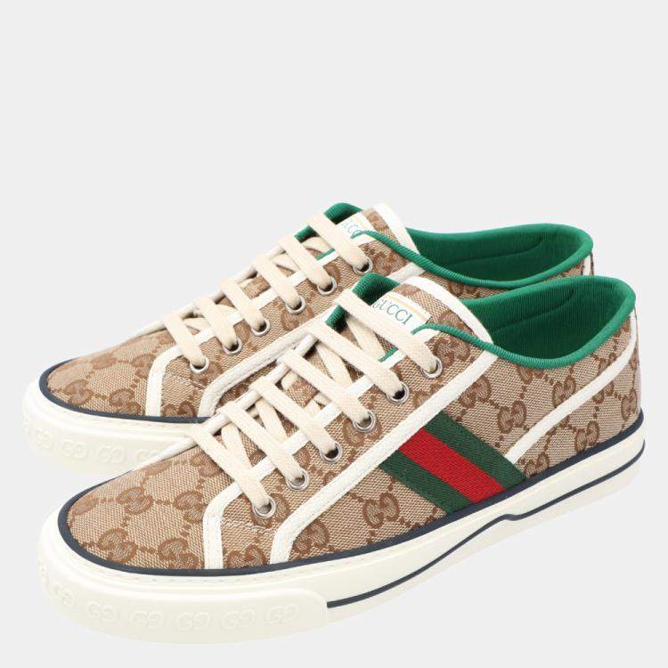 Pre Owned Gucci Beige/ Ebony Tennis 1977 Sneakers Size UK 9