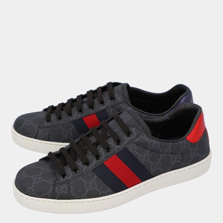 Pre Owned Gucci Black Ace Supreme Sneakers Size UK 5