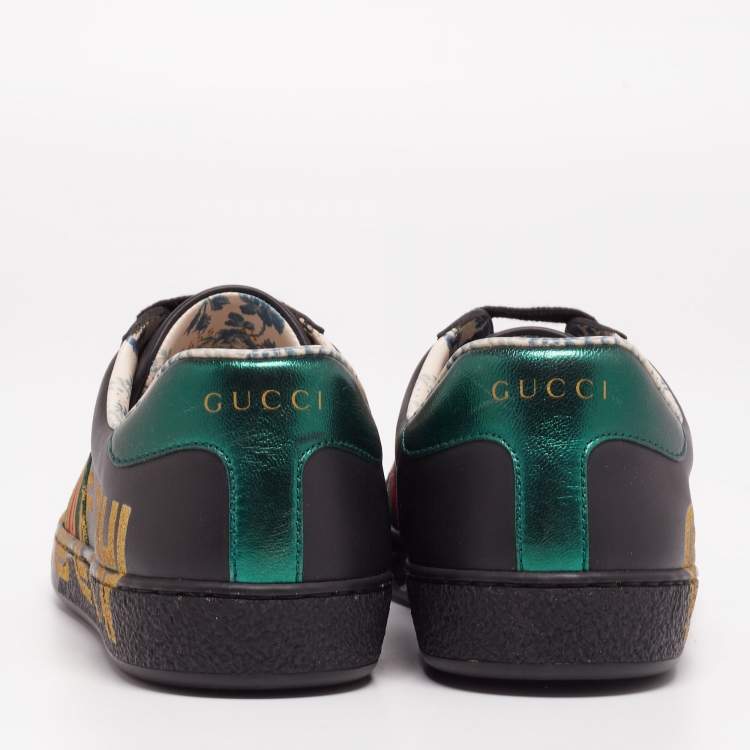 Pre Owned Gucci Black Leather New Ace Sneakers Size 40.5