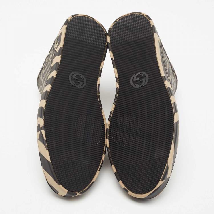 Pre Owned Gucci Black/Beige GG Supreme Canvas Caleido High Top Sneakers Size 46