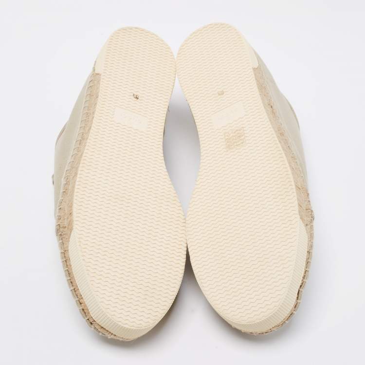 Pre Owned Gucci Green Canvas Evissa Espadrilles Lace Up Sneakers Size 42.5