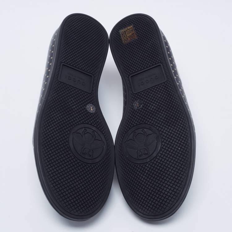 Pre Owned Gucci Black Star Print Leather Guccy Falacer Low Top Sneakers Size 41